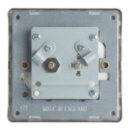 Contactum Lyric 2-Gang Coaxial TV & F-Type Satellite Socket Brushed Brass with White Inserts