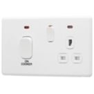 Arlec  45A 2-Gang DP Cooker Switch White with Neon with Colour-Matched Inserts