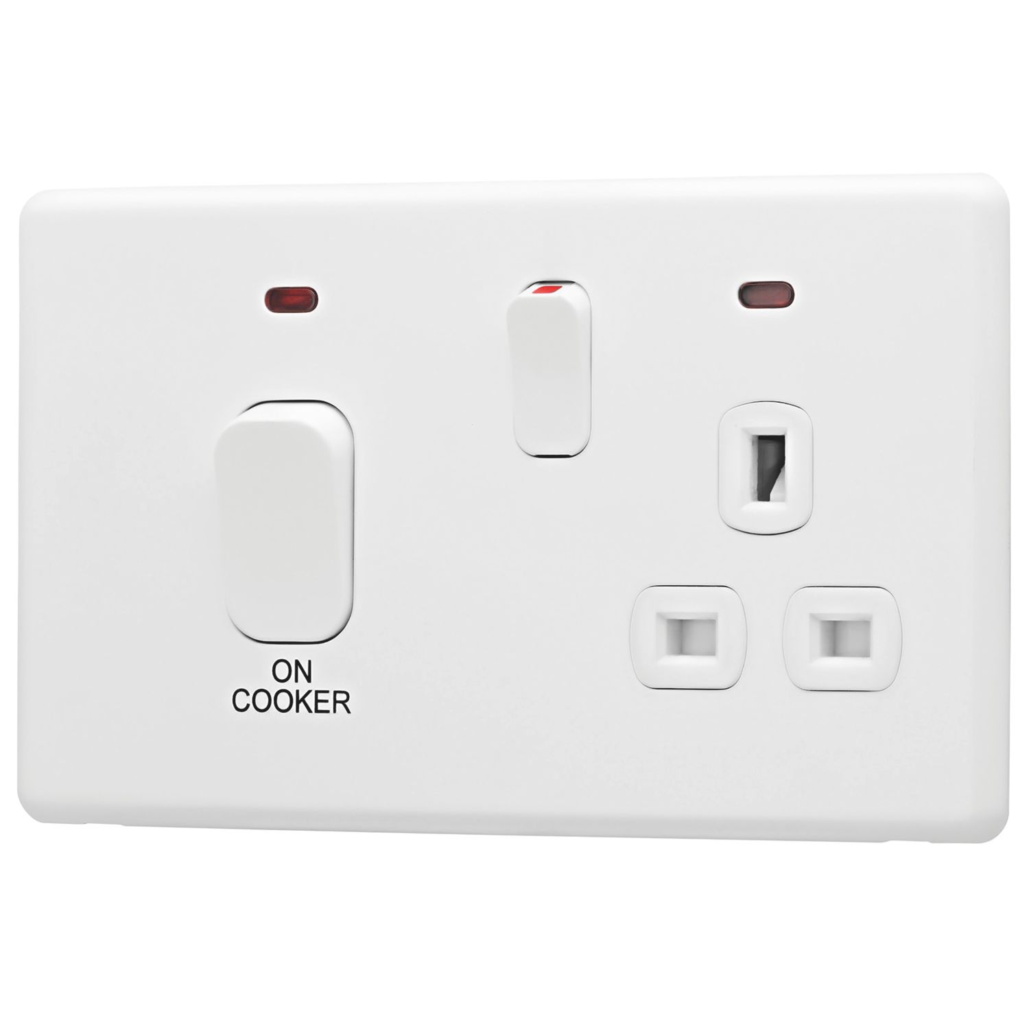 Arlec 45A 2-Gang DP Cooker Switch White with Neon with Colour-Matched Inserts (619RU)
