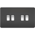 Knightsbridge  10AX 4-Gang 2-Way Light Switch with Chrome Switches  Matt Black