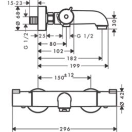 Hansgrohe MyFox Chrome 68mm Wall Mounted Dual Control Thermostatic Shower Mixer Tap