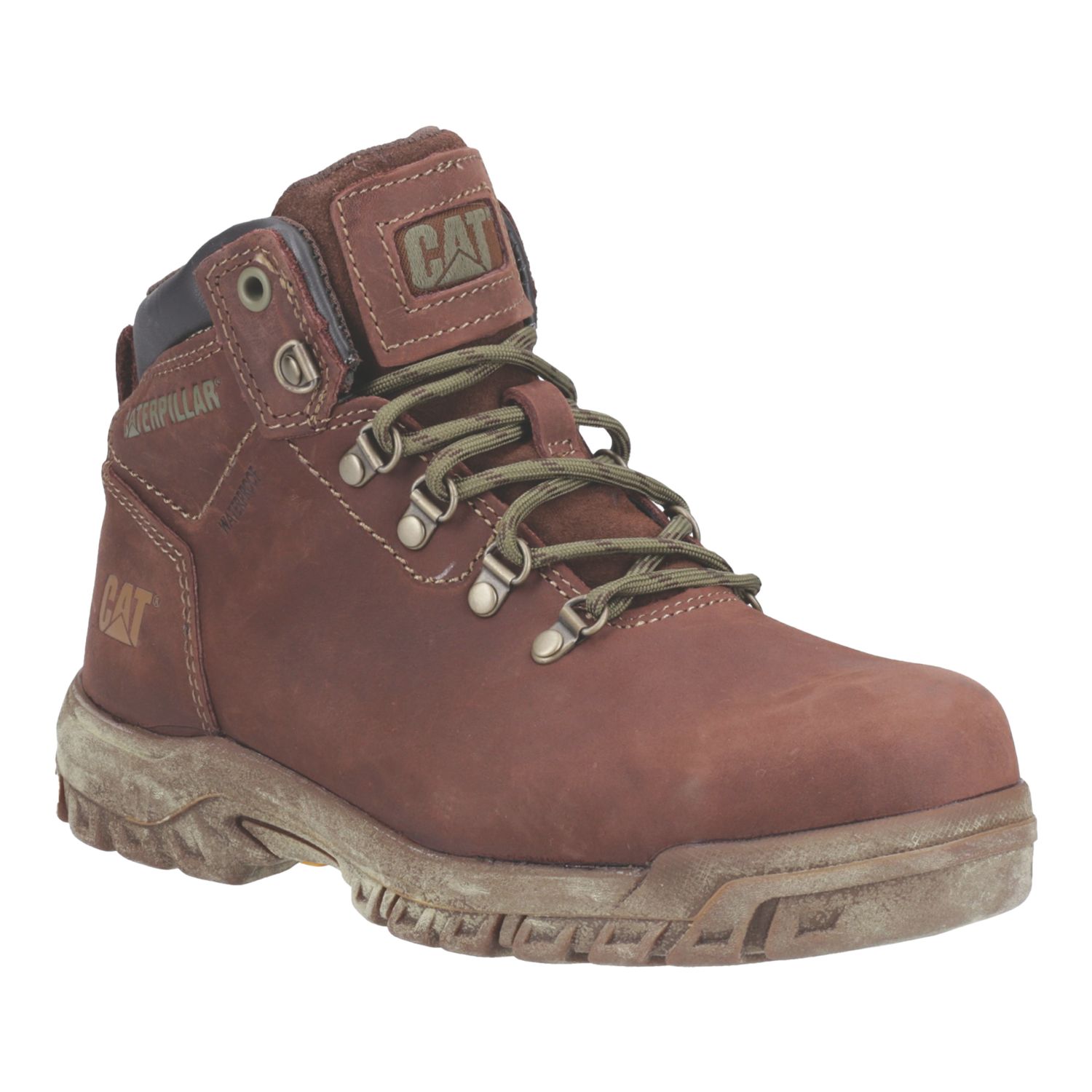 CAT Mae Size 8 Womens Brown Waterproof Steel Toe Cap Safety Boots (619XK)