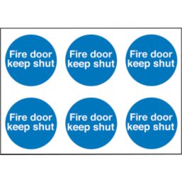Non Photoluminescent "Fire Door Keep Shut" Adhesive Labels 100mm x 100mm 30 Pack