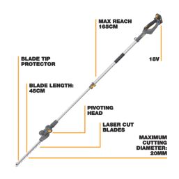Titan TTI830HDC  45cm 18V 1 x 2Ah Li-Ion TXP Brushless Cordless Pole Hedge Trimmer