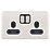 Schneider Electric Lisse Deco 13A 2-Gang DP Switched Plug Socket Brushed Stainless Steel  with Black Inserts