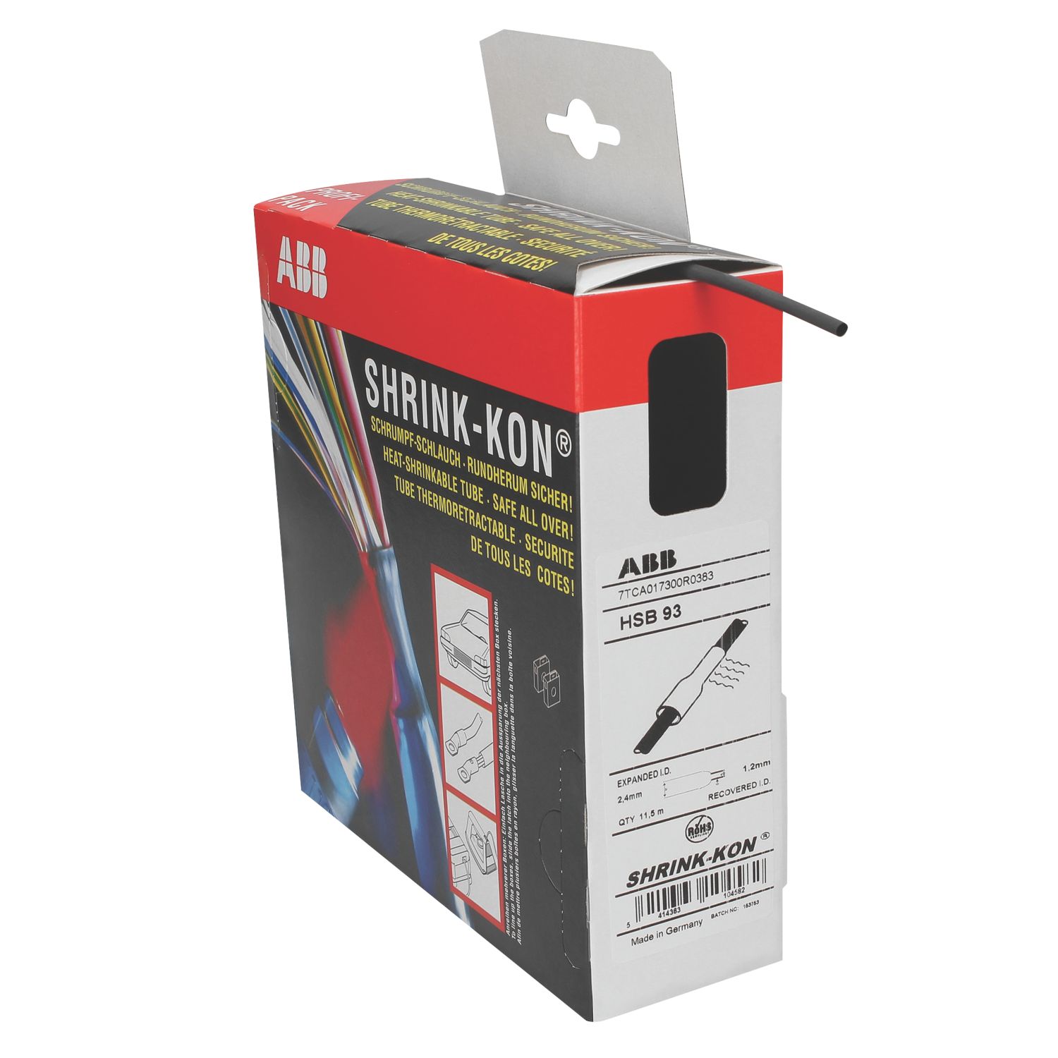CED HSB375B Black Heat Shrink Tubing 9.5mm x 6.5m (620FP)