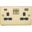Knightsbridge  13A 2-Gang SP Switched Socket + 4.0A 20W 2-Outlet Type A & C USB Charger Polished Brass with Black Inserts