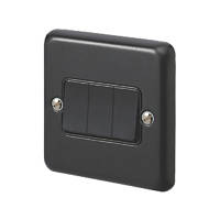 MK Contoura 10A 3-Gang 2-Way Switch  Black with Colour-Matched Inserts