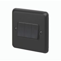 MK Contoura 10A 3-Gang 2-Way Switch  Black with Colour-Matched Inserts