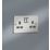 Knightsbridge  13A 2-Gang DP Switched Double Socket Polished Chrome  with Colour-Matched Inserts