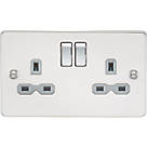 Knightsbridge FPR9000PCG 13A 2-Gang DP Switched Double Socket Polished Chrome  with Colour-Matched Inserts