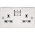 Knightsbridge  13A 2-Gang DP Switched Double Socket Polished Chrome  with Colour-Matched Inserts