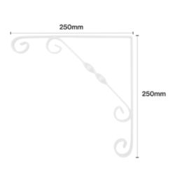 Essentials Ornamental Scroll Shelf Brackets White 250mm x 250mm 10 Pack