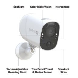 Swann Xtreem4K Rechargeable Battery-Operated White Wireless 4K Indoor & Outdoor CCTV Camera with Spotlight & PIR Sensor