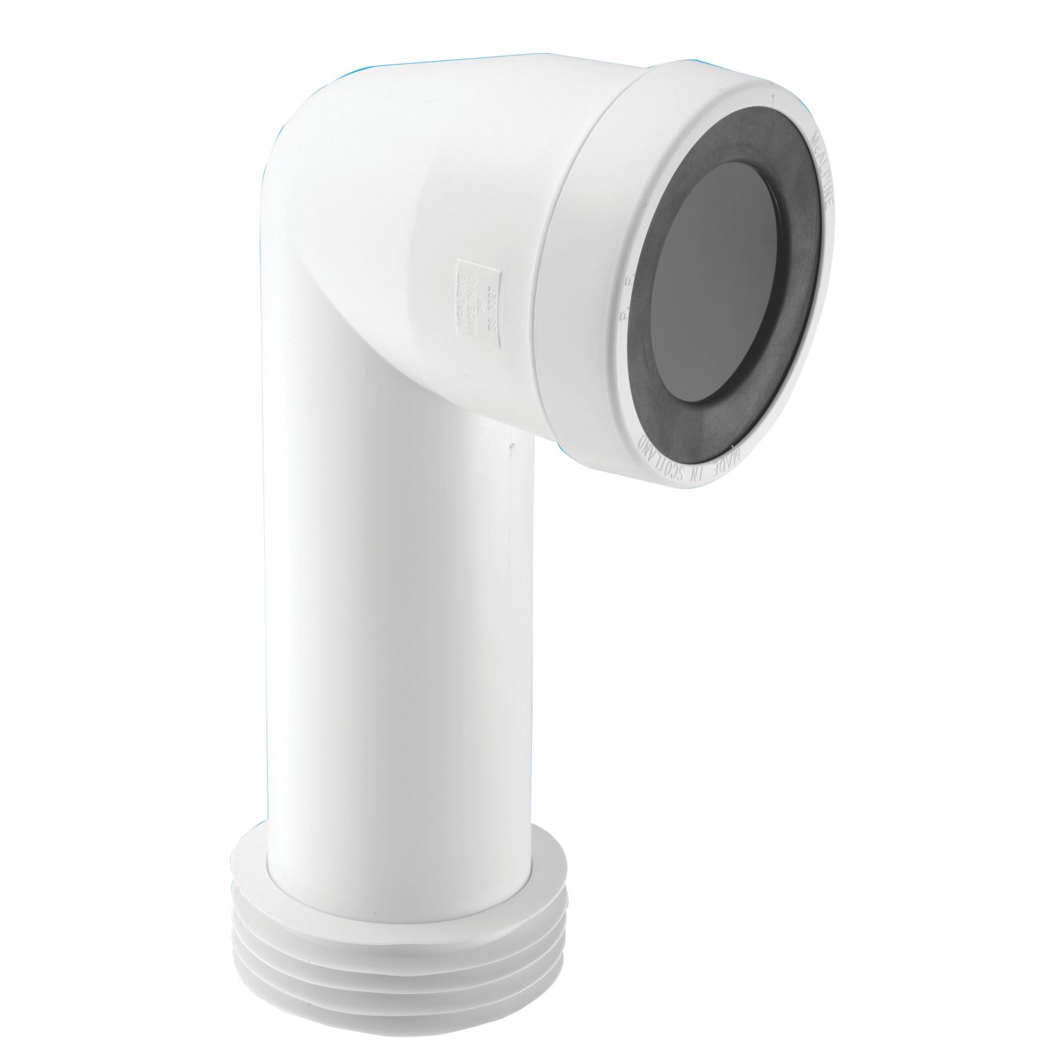 McAlpine Rigid 90° Angled Toilet Pan Connector White 240-340mm (6214P)