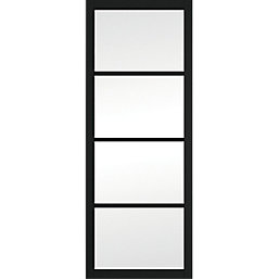 Jeld-Wen  4-Clear Light Painted Black Wooden Shaker Internal Door 1981mm x 686mm