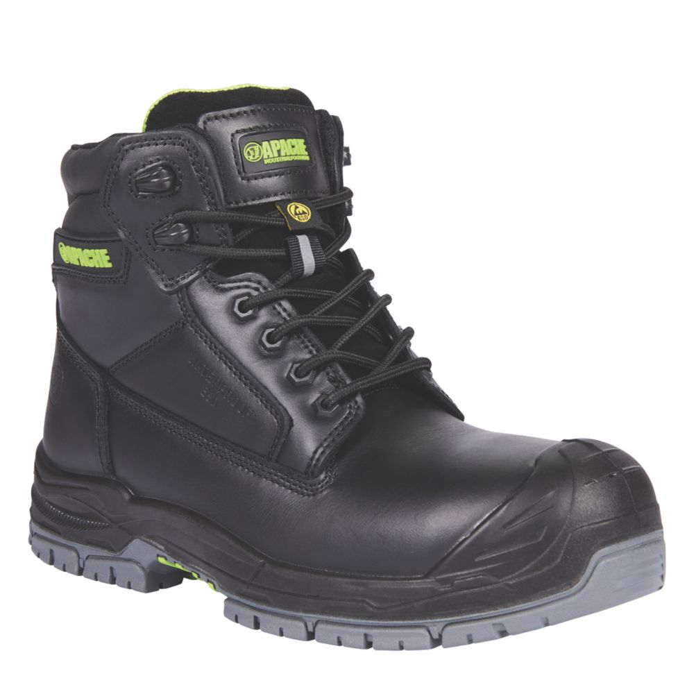 Apache Cranbrook Size 9 Black Waterproof Safety Boots - Screwfix