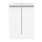 Newland  Double Door Floor Standing Vanity Unit with Basin Gloss White 600mm x 370mm x 840mm