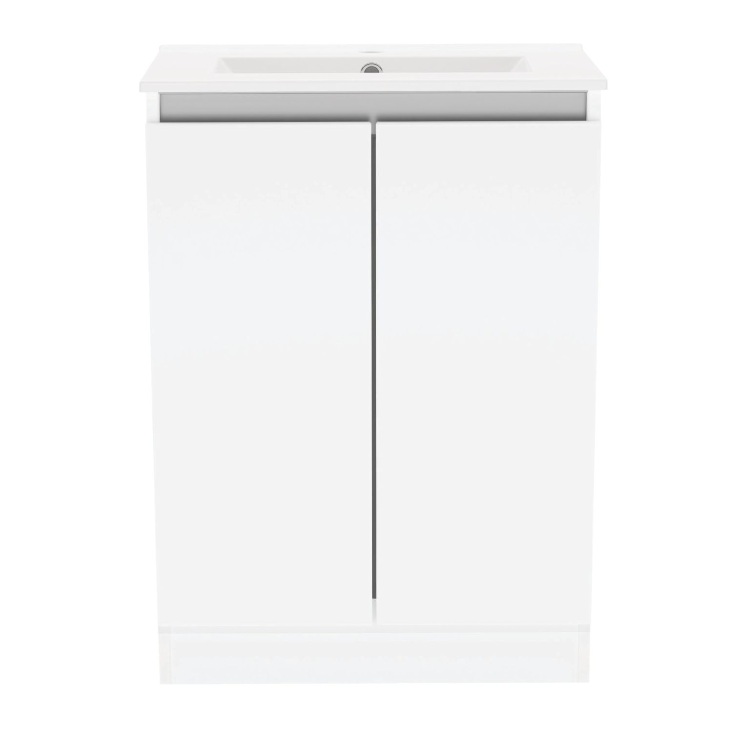 Newland Double Door Floor Standing Vanity Unit with Basin Gloss White 600mm x 370mm x 840mm (621RN)