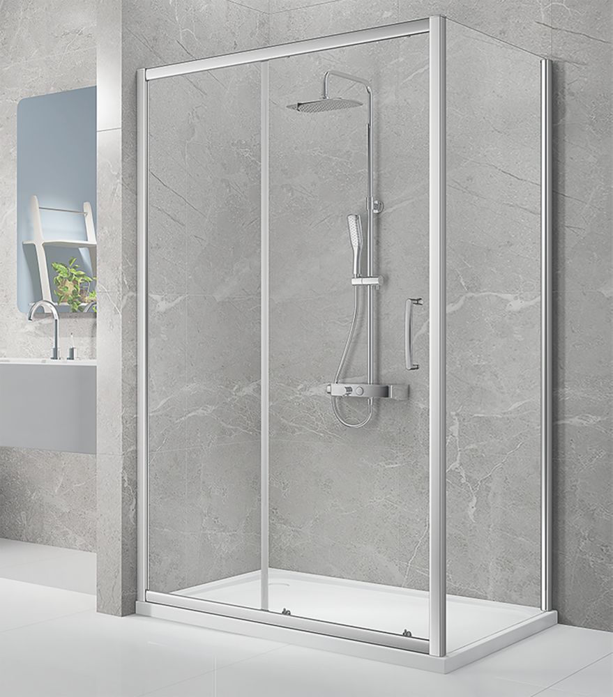Triton Neo Eight Framed Rectangular Sliding Door Shower Enclosure Reversible Chrome  1400mm x 900mm x 1900mm