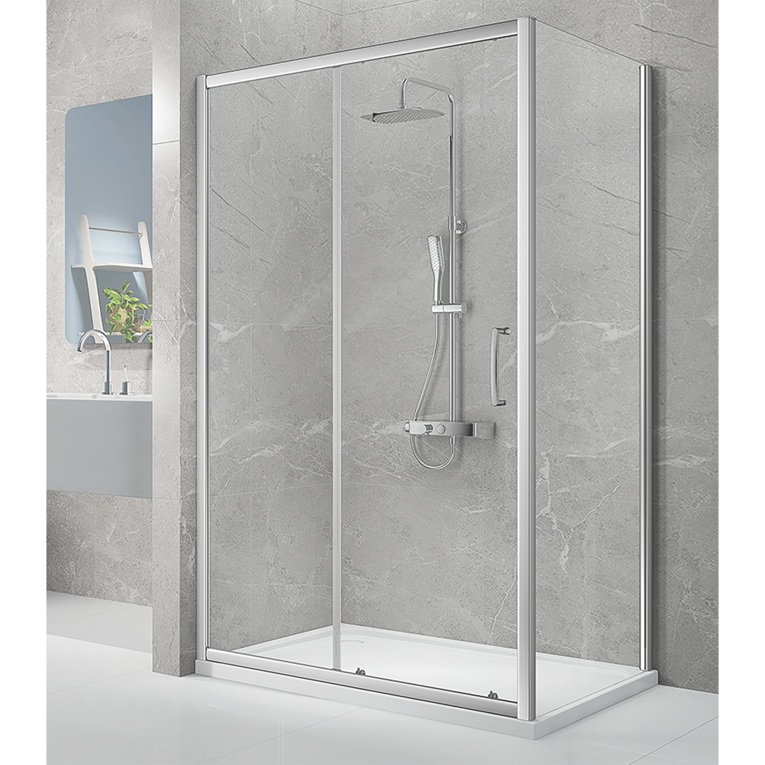 Triton Neo Eight Framed Rectangular Sliding Door Shower Enclosure Chrome 1400mm x 900mm x 1900mm (621TK)