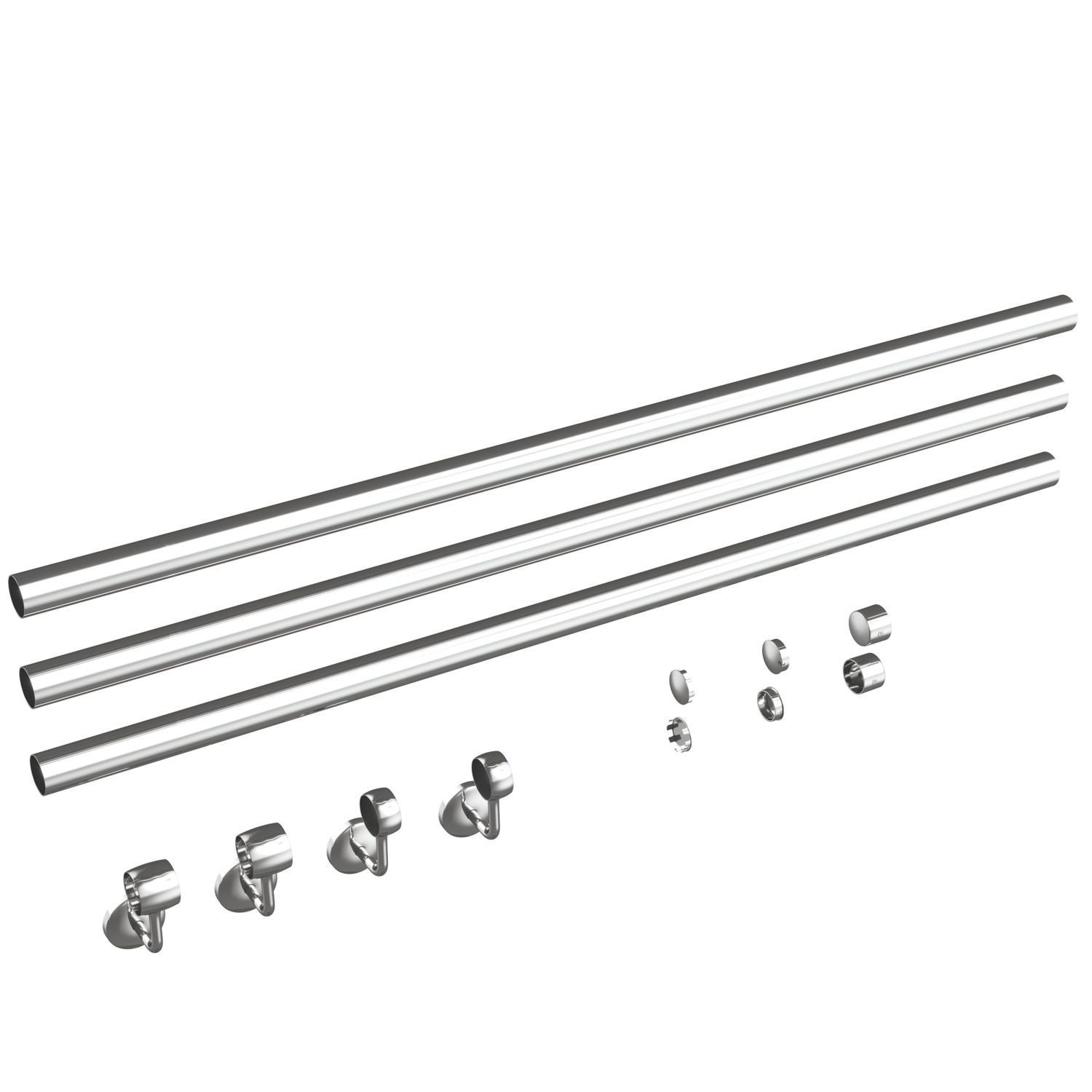 Rothley Steel Handrail Kit Polished Silver 3600mm (622EA)