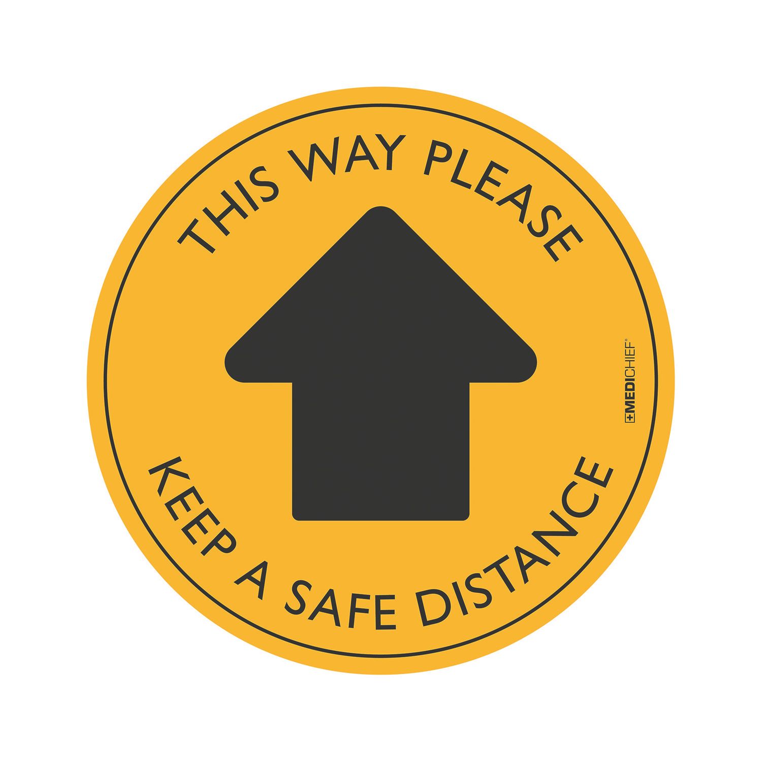 Medichief "This Way Please" Floor Sticker Yellow 300mm x 300mm 5 Pack (622KR)