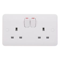 Schneider Electric Lisse 13A 2-Gang SP Switched Plug Socket White