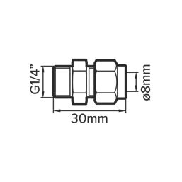 Flomasta  Brass Compression Adapting Male Coupler 8mm x 1/4"