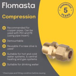 Flomasta  Brass Compression Adapting Male Coupler 8mm x 1/4"