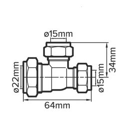 Flomasta  Brass Compression Reducing Tee 22mm x 15mm x 15mm