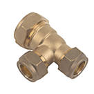 Flomasta  Brass Compression Reducing Tee 22mm x 15mm x 15mm