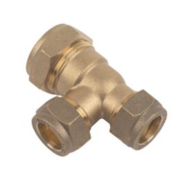 Flomasta  Brass Compression Reducing Tee 22mm x 15mm x 15mm