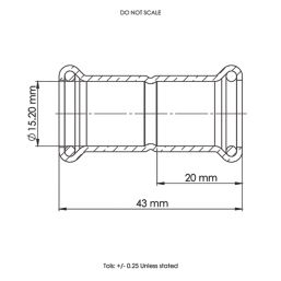Flomasta  Copper Press-Fit Equal M-Profile Straight Couplers 15mm 10 Pack