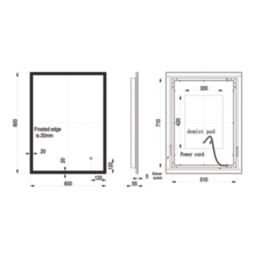 Florida Rectangular Bathroom Mirror With 3380lm LED Light 600mm x 800mm