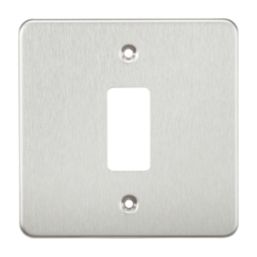 Knightsbridge  1-Module Grid Faceplate Brushed Chrome