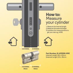 Yale Fire Rated 1 Star 6-Pin Euro Cylinder 40-40 (80mm) Satin Nickel