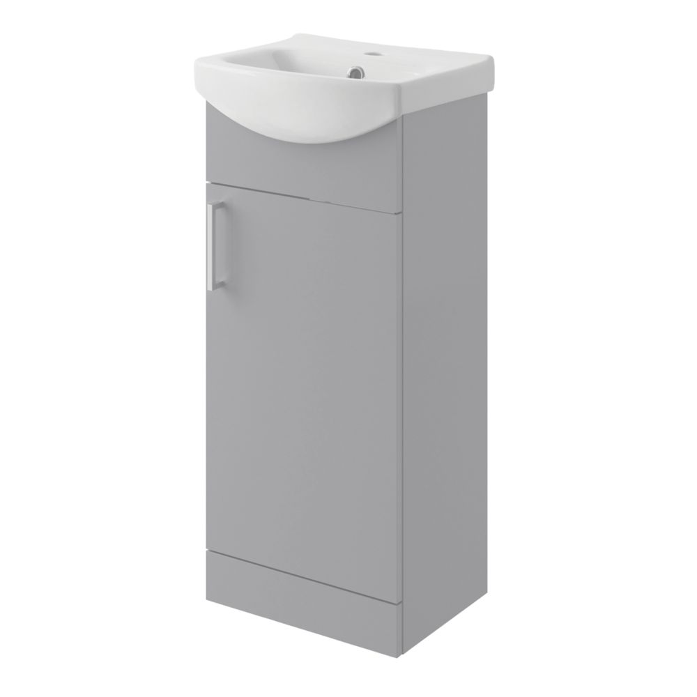 Veleka Vanity Unit & Basin Set Gloss Grey 400mm x 320mm x 880mm Screwfix