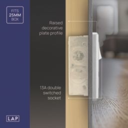LAP  13A 1-Gang SP Switched Socket + 3A 18W 2-Outlet Type A & C USB Charger Brushed Steel with Black Inserts