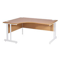 Nautilus Designs Aspire Left-Hand Corner Ergonomic Desk Oak /White  1800 x 730mm