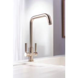 Abode Globe Quad Dual-Lever Mono Mixer Kitchen Tap Brushed Nickel