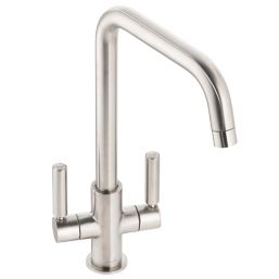 Abode Globe Quad Dual-Lever Mono Mixer Kitchen Tap Brushed Nickel