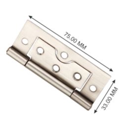 Smith & Locke Satin Nickel  Door Hinge 75mm x 33mm 2 Pack