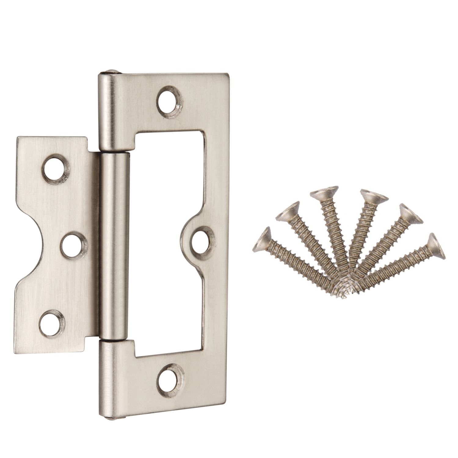 Smith & Locke Satin Nickel Door Hinge 75mm x 33mm 2 Pack (623TE)