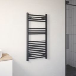 Flomasta Towel Radiator 1000mm x 500mm Black 1522BTU Screwfix