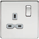 Knightsbridge SFR7000PCG 13A 1-Gang DP Switched Single Socket Polished Chrome  with Colour-Matched Inserts