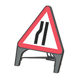 Melba Swintex Q Sign Triangular "Road Narrows Left" Safety Sign 870mm x 1220mm