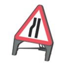 Melba Swintex Q Sign Triangular "Road Narrows Left" Safety Sign 870mm x 1220mm