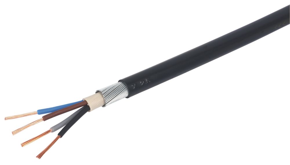 Prysmian 6944X Black 4-Core 2.5mm² Armoured Cable 25m Coil - Screwfix