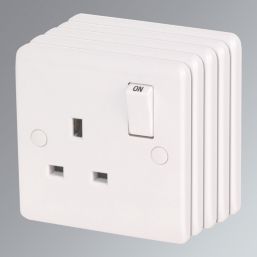 LAP  13A 1-Gang DP Switched Plug Socket White   5 Pack